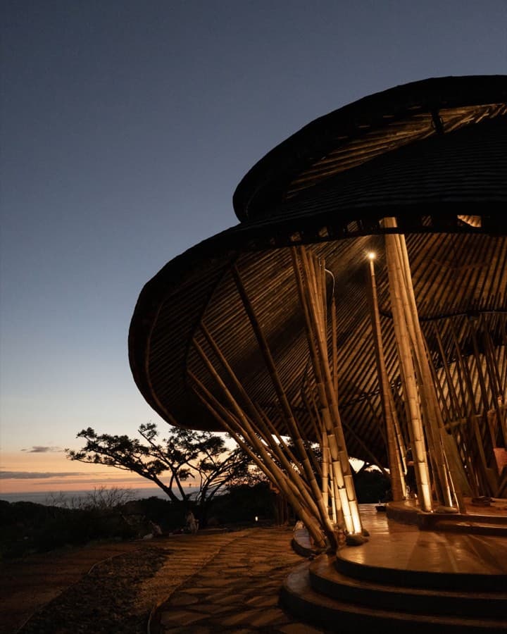 The bamboo pavilion at Tierramor at dusk