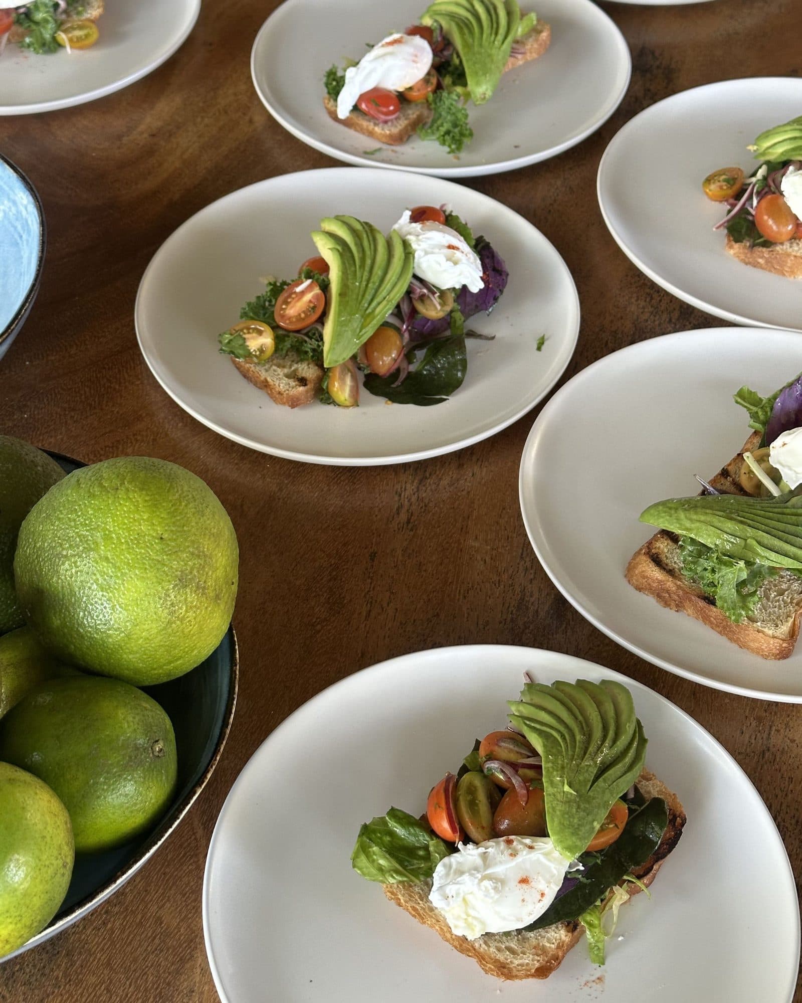 A spread of avocado toast and small plates