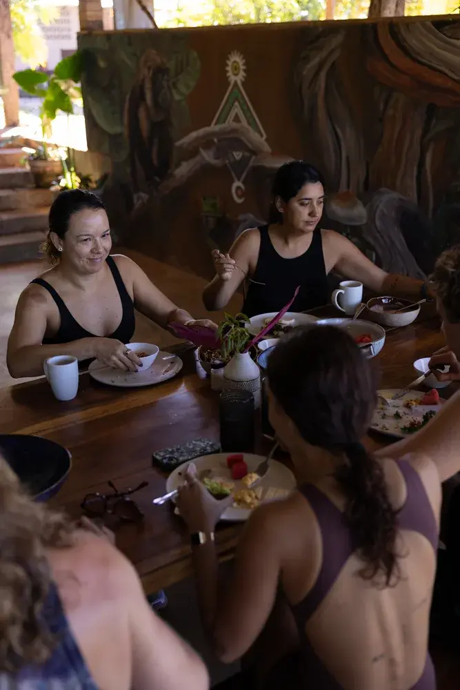 A shared meal at the long table